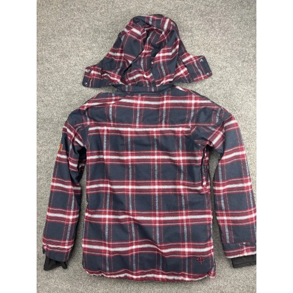 Powder Room Verso Jacket Womens Small Red Navy Plaid Snowboard Ski 10K Winter‎